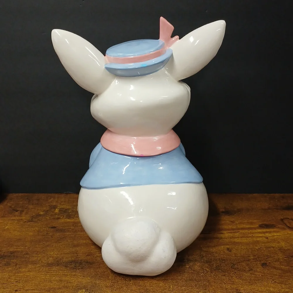 Vintage Ceramic Bunny Rabbit Holding Cookie - Cookie Jar